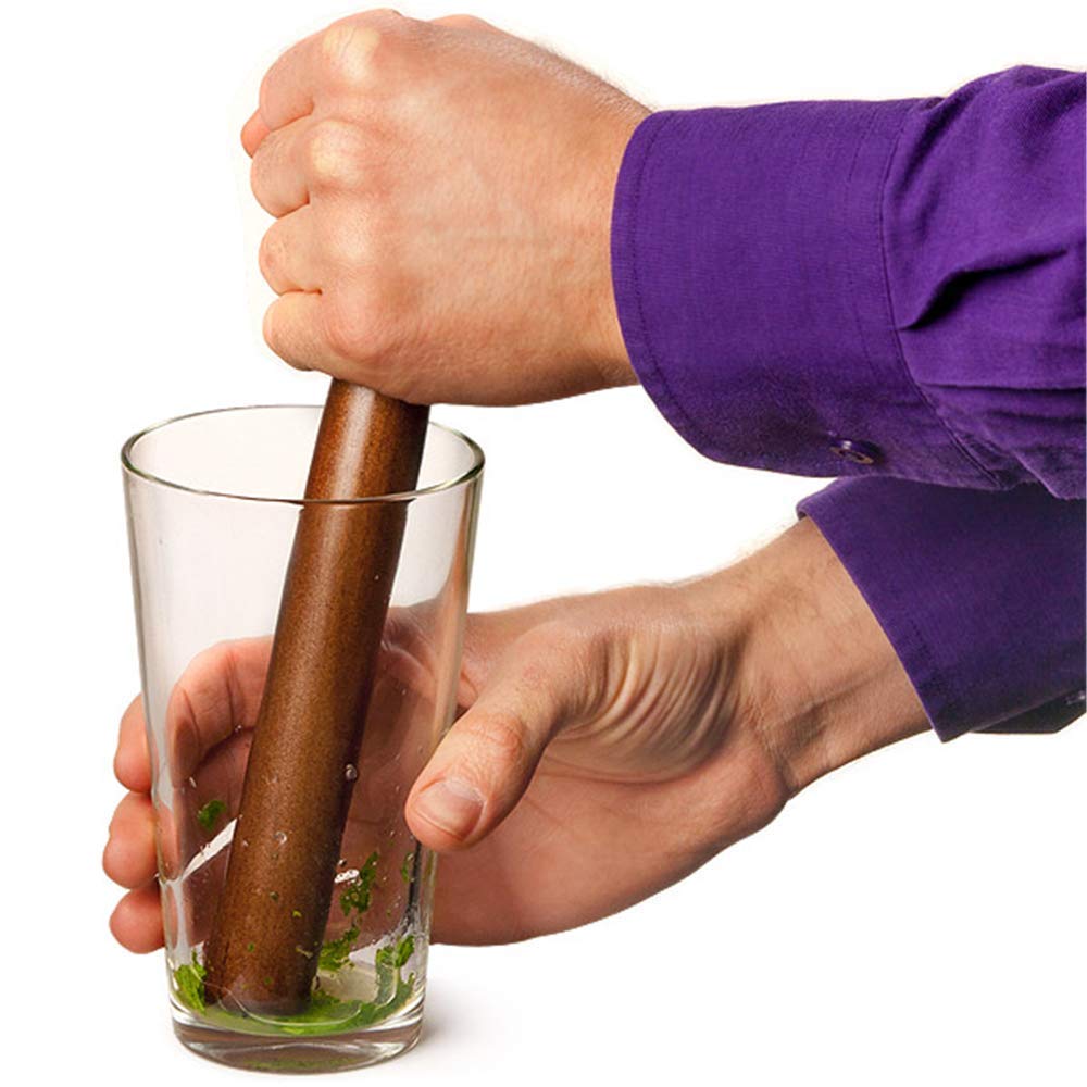 Rudra Exports Sheesham Wooden Muddler Bar Tool, 10 - Inch Hardwood Mojito Muddler with Flat Head, Commercial Grade Cocktail Drink Muddlers: 1 Pc