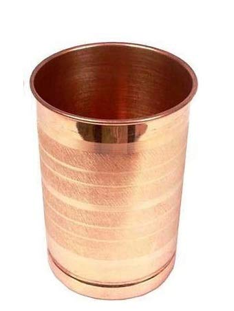 Rudra Exports Copper Glass Tumbler Lacquer Coated Plain Design 300 ML Pack of 1