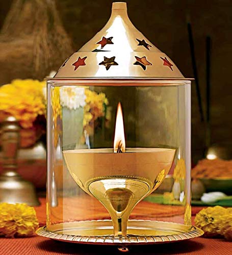 Rudra Exports Brass Akhand Diya 7 Inch (Large)