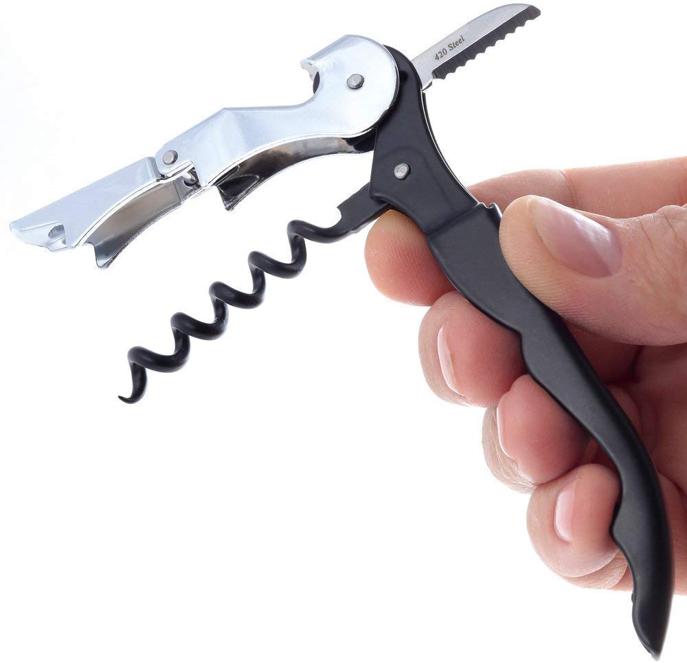 Rudra Exports Corkscrew Upgraded Heavy Duty Wine Opener with Foil Cutter and Bottle Opener for Restaurant Beer Opener :1 Pc.