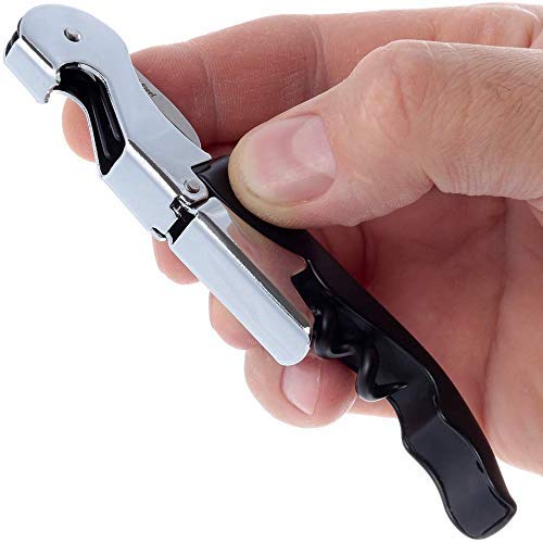 Rudra Exports Black Corkscrew Upgraded Heavy Duty Wine Opener with Foil Cutter and Bottle Opener for Restaurant Waiters : 2 Pc.