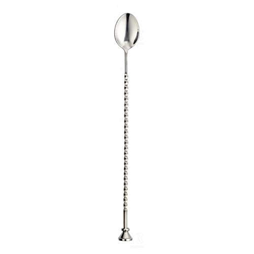 Rudra Exports Stirrier Spoon Twisted with knob top, Cocktail Mixing Spoon, Stainless Steel Cocktail Spoon, Bar Cocktail Spoon 28 cm: 2 Pcs Set