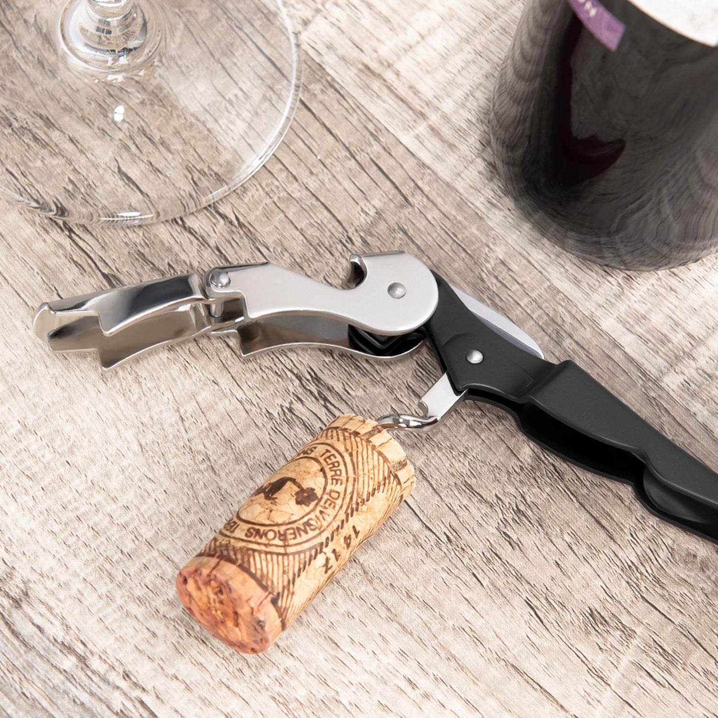 Rudra Exports Corkscrew Upgraded Heavy Duty Wine Opener with Foil Cutter and Bottle Opener for Restaurant Beer Opener :1 Pc.