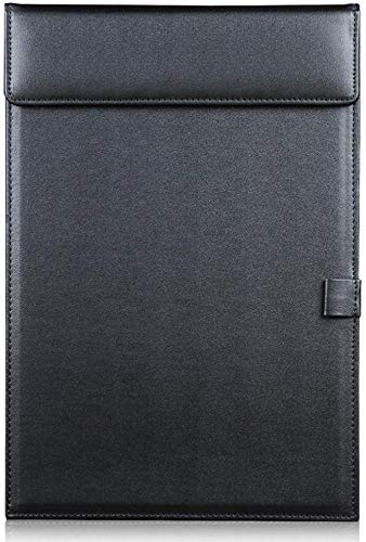 Rudra Exports Ultra Smooth PU Leather Clipboard Business Meeting Magnetic Writing Pad with Pen Holder (Black)