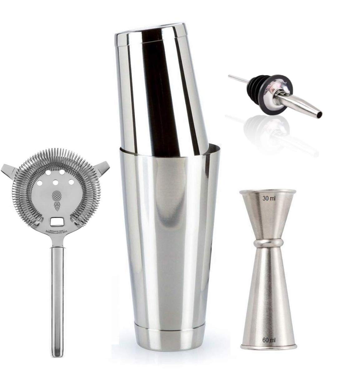 Rudra Exports Cocktail Shaker (Boston Shaker) -Martini Drink Mixer - Professional barware Bartender Tool - for Alcohol Drinks