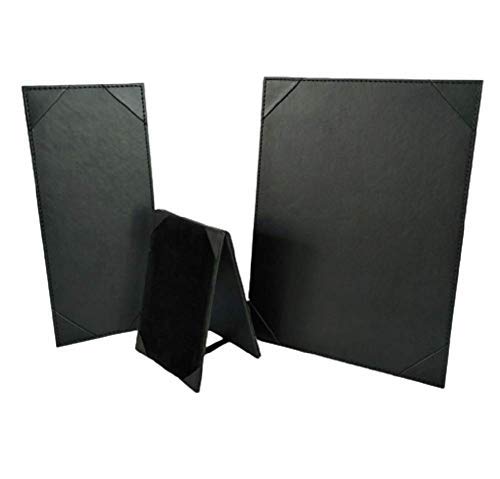 Rudra Exports Leather Single Black Restaurant View Menu Holder,Menu Sign Display Stand for cafes Bars or Restaurant Presenter, Menu Holder Menu Covers for Specials or Drinks Bar Lounge, Wine List 3 pc