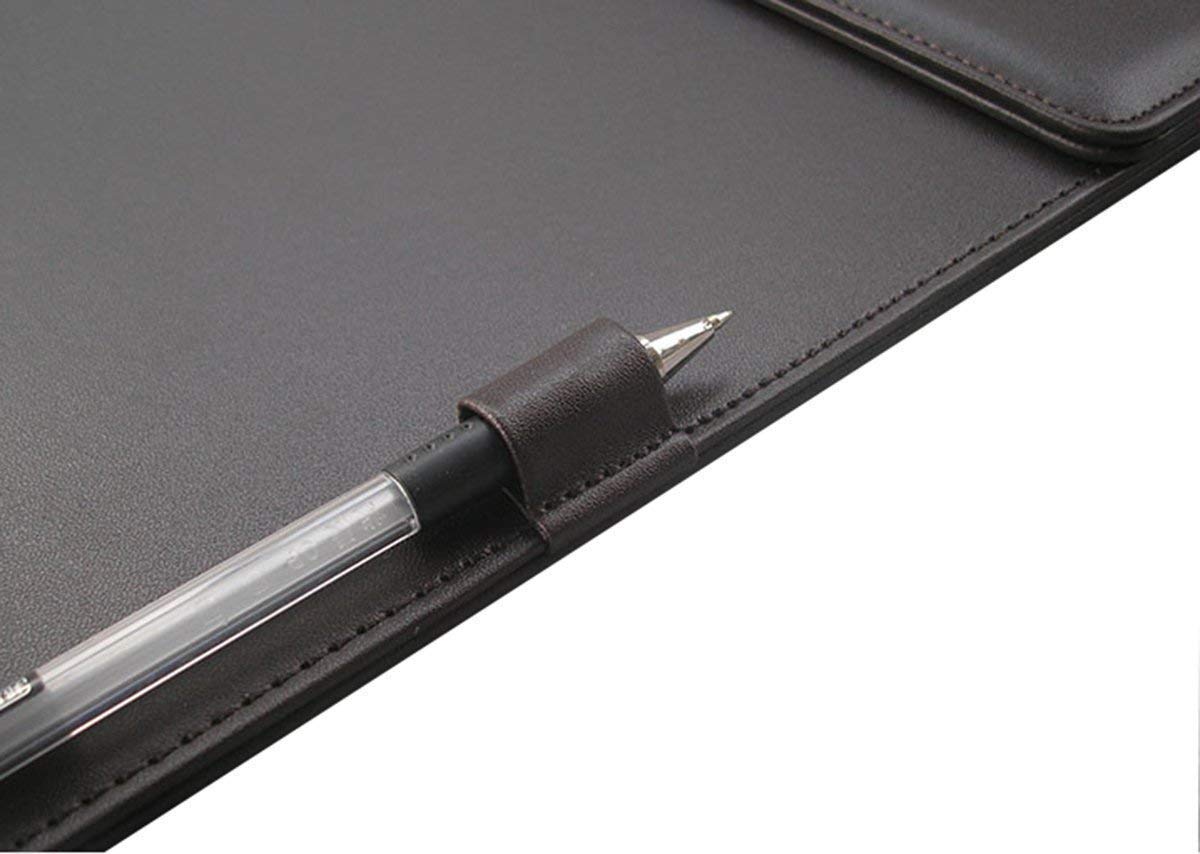 Rudra Exports Ultra Smooth PU Leather Clipboard Business Meeting Magnetic Writing Pad with Pen Holder (Black)