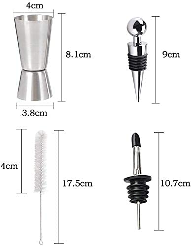 Rudra Exports Peg Measures 30/60 ml  Jigger Measure Cup with 2Pcs Bottle Stopper, 2Pcs Bottle Pourers & 1Pc Cleaning Brush