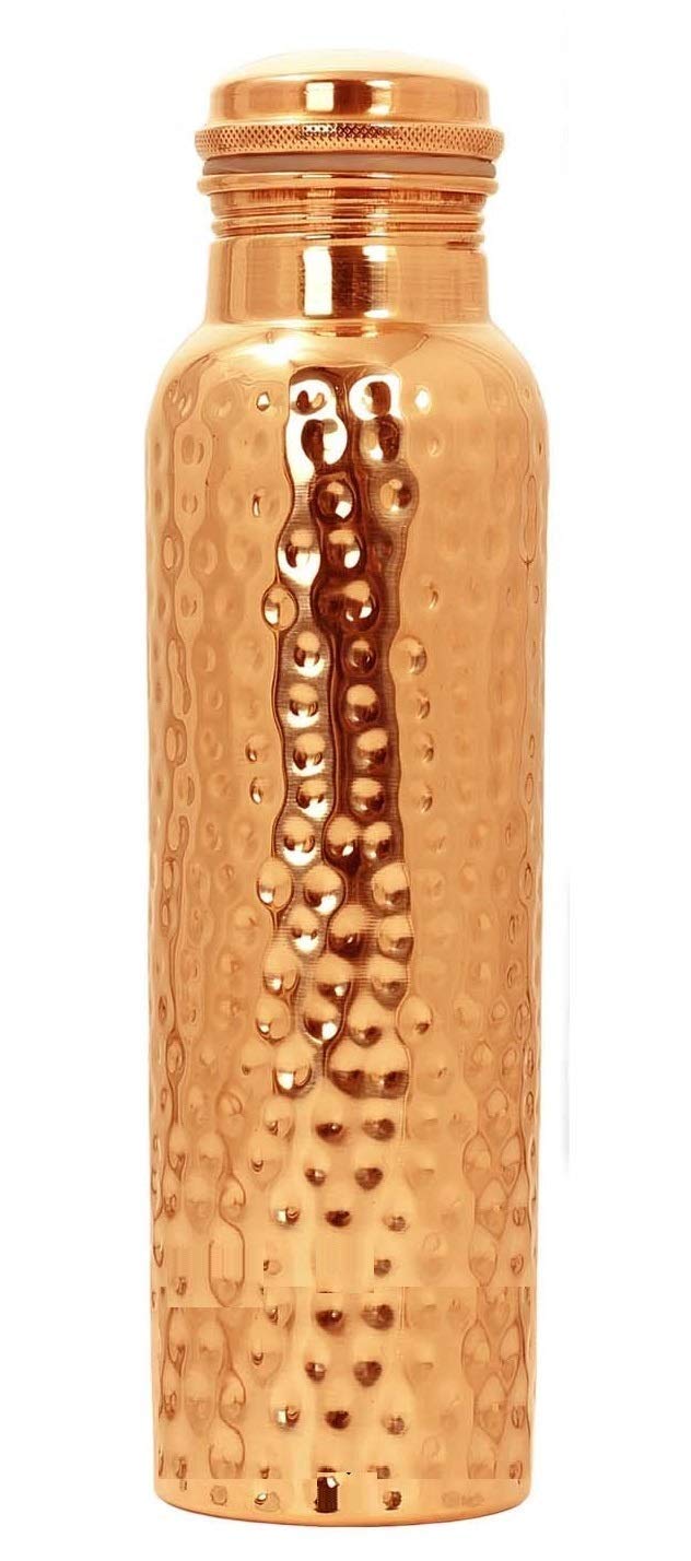 Rudra Exports Hammered Pure Copper Water Bottle and Itching Pure Copper Water Bottle 1000 ML