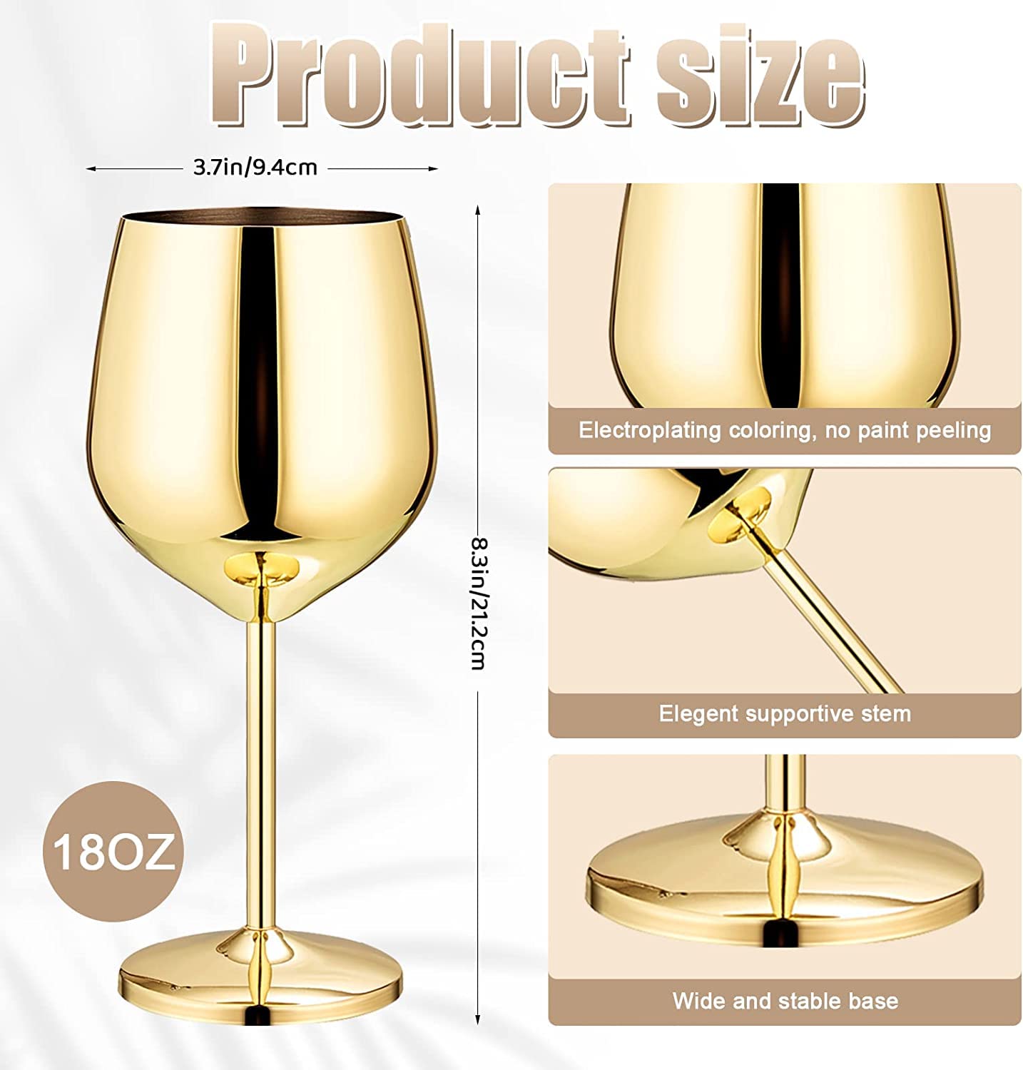 Rudra Exports Stainless Steel Stemmed Wine Glasses 350 ml, Unbreakable Wine Glass Goblets, Gift for Men and Women, Party Glasses - 350 ml (Gold)