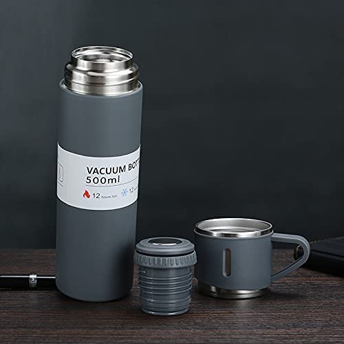 Rudra Exports Steel Vacuum Flask Set with 3 Stainless Steel Cups Combo - 500ml - Keeps HOT/Cold | Ideal Gift for Winter - Housewarming Random Color