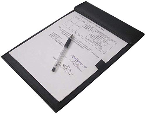 Rudra Exports Ultra Smooth PU Leather Clipboard Business Meeting Magnetic Writing Pad with Pen Holder (Black)