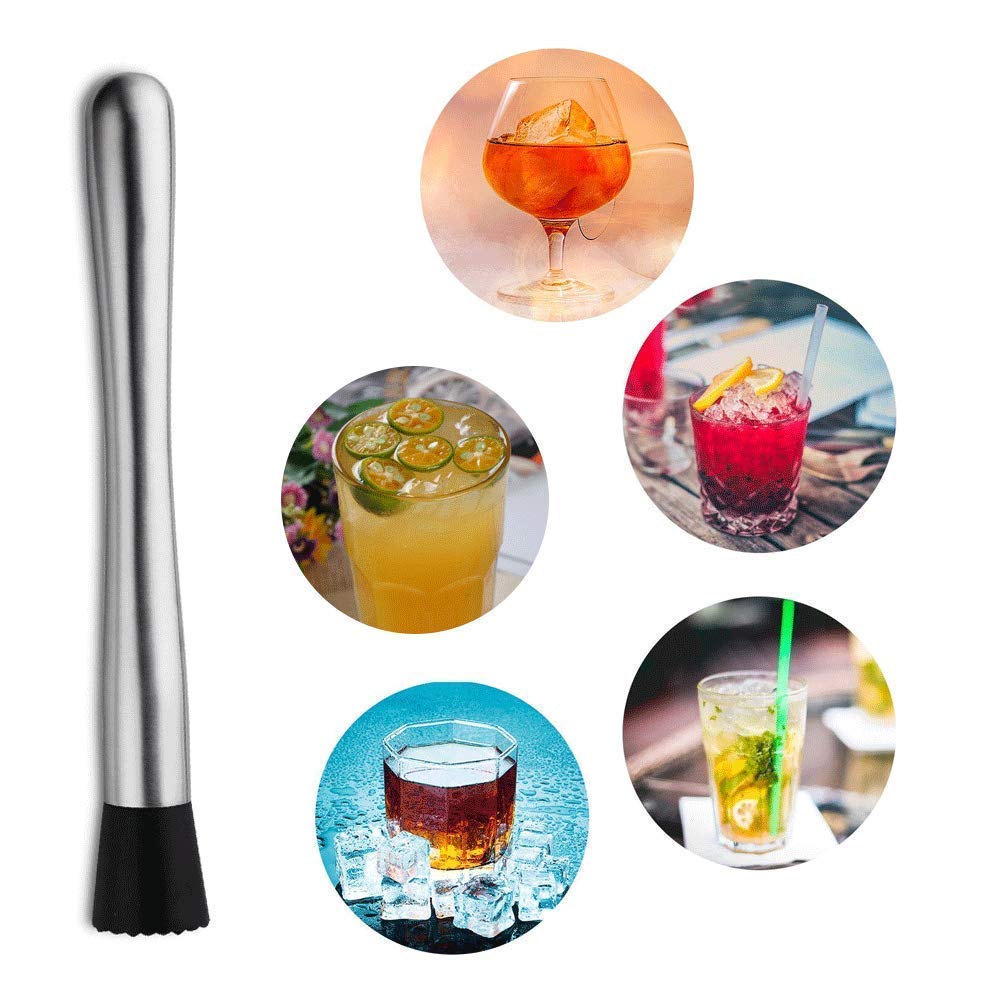 Rudra Exports Bar Tool Set, Long Durable Muddler Pestle, Liquor Pour and Mixing Spoon?Jigger for Professional Grade Bar Tools Accessories: 5 Pcs Set