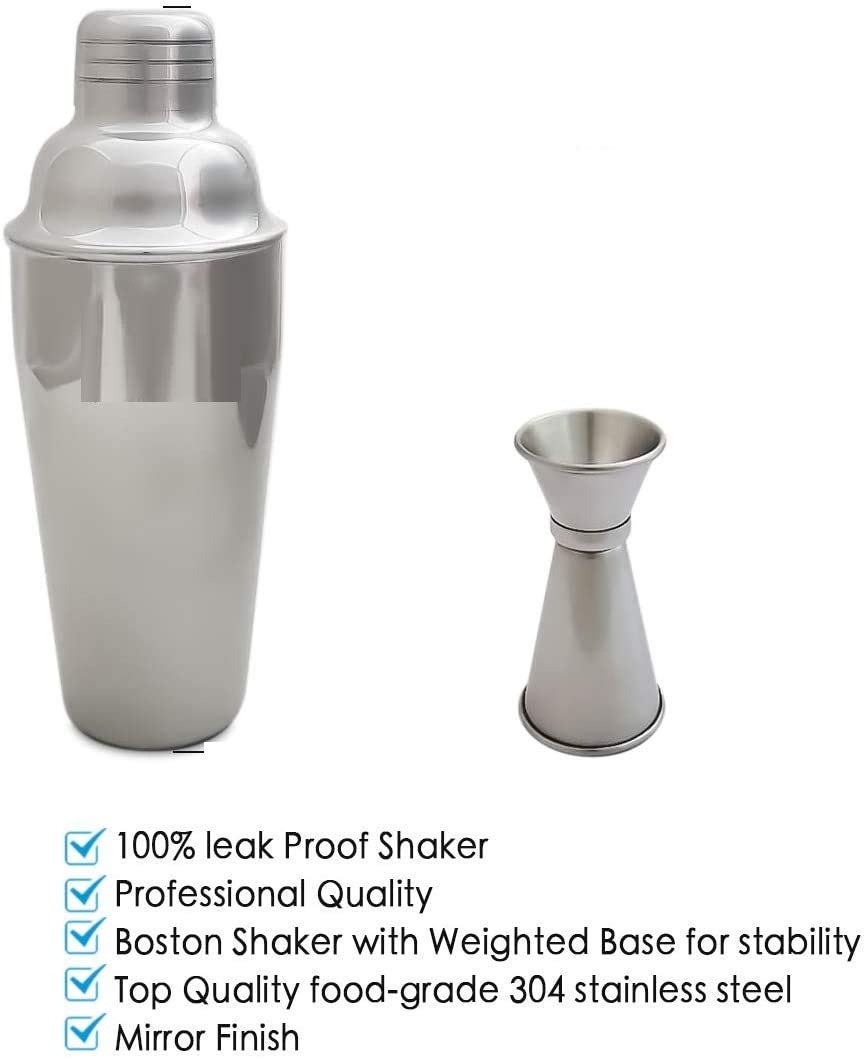 Rudra Exports Premium Cocktail Shaker with Stainless Steel Cobbler Shaker, Margarita Mixer: 8 Pcs