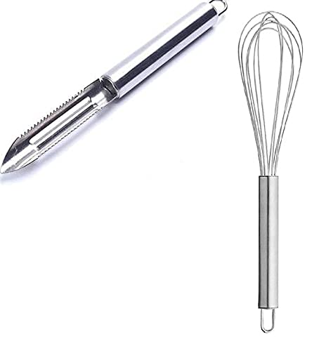 Rudra Exports Stainless Steel Egg Whisk Hand Blender Mixer and Stainless Steel Peeler Vegetable Peeler