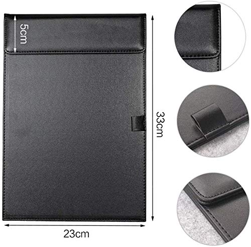 Rudra Exports Ultra Smooth PU Leather Clipboard Business Meeting Magnetic Writing Pad with Pen Holder (Black)