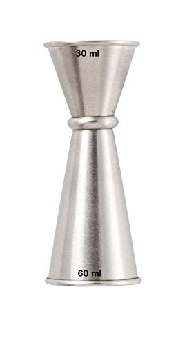 Rudra Exports Stainless Steel bar Set Cocktail Shaker 550 ml Bottle Opener ice Scoop Pourer Bar Spoon Teardrop Spoon Peg Measure Ice Tong Pack of 9