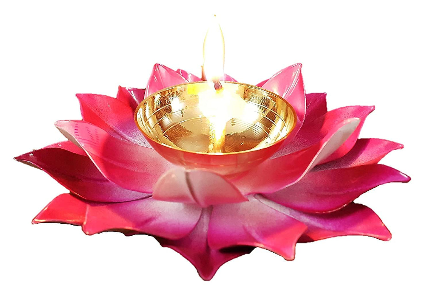 Rudra Exports Lotus Shape Brass Diya for Home Temple Decor Puja Articles Set of 6