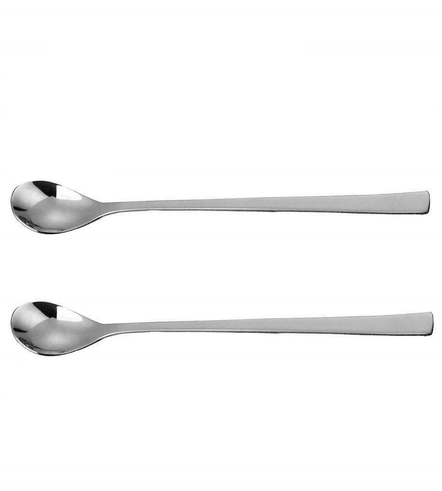 Rudra Exports Stainless Steel Spoon for Iced Tea Coffee Ice Cream Spoon for Tall Glasses, Cocktail Bar Stainless Steel Soda Spoon 2 Pcs Set