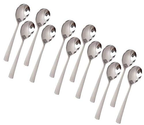 Rudra Exports Stainless Steel Serving Spoon Set 12 Pcs (9 inch)