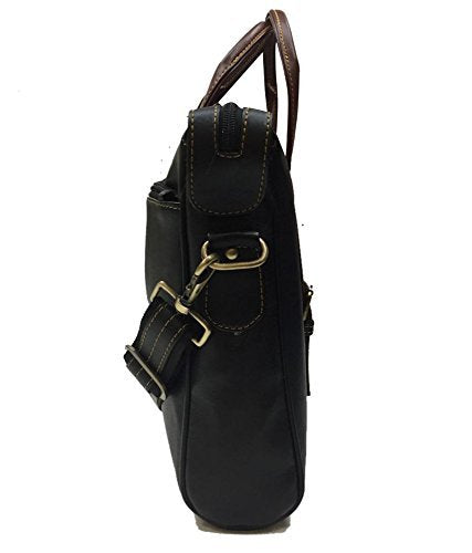 Rudra Exports Laptop Messenger Bag for Men | Office Bag | Travel Bag | Laptop Bag for Men | Messenger Bag Dual-Tone Laptop Bag for Man 15.6-inch (Metal Black and Gingerbread Tan Brown)