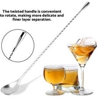 Rudra Exports Cocktail Bar Muddler 8", Stainless Steel Drink Muddler & Mixing Spoon 12" with Long Spiral Handle to Create Refreshing Drinks : 2 Pcs.