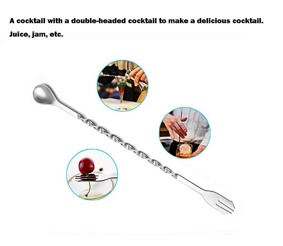 Rudra Exports Muddler Bar Tool Set, Cocktail Muddler to debug Cocktails, Drinks, Juices, Double Side Mixed Spoon, Japanese Jigger 30-60 ml:3 Pcs Set