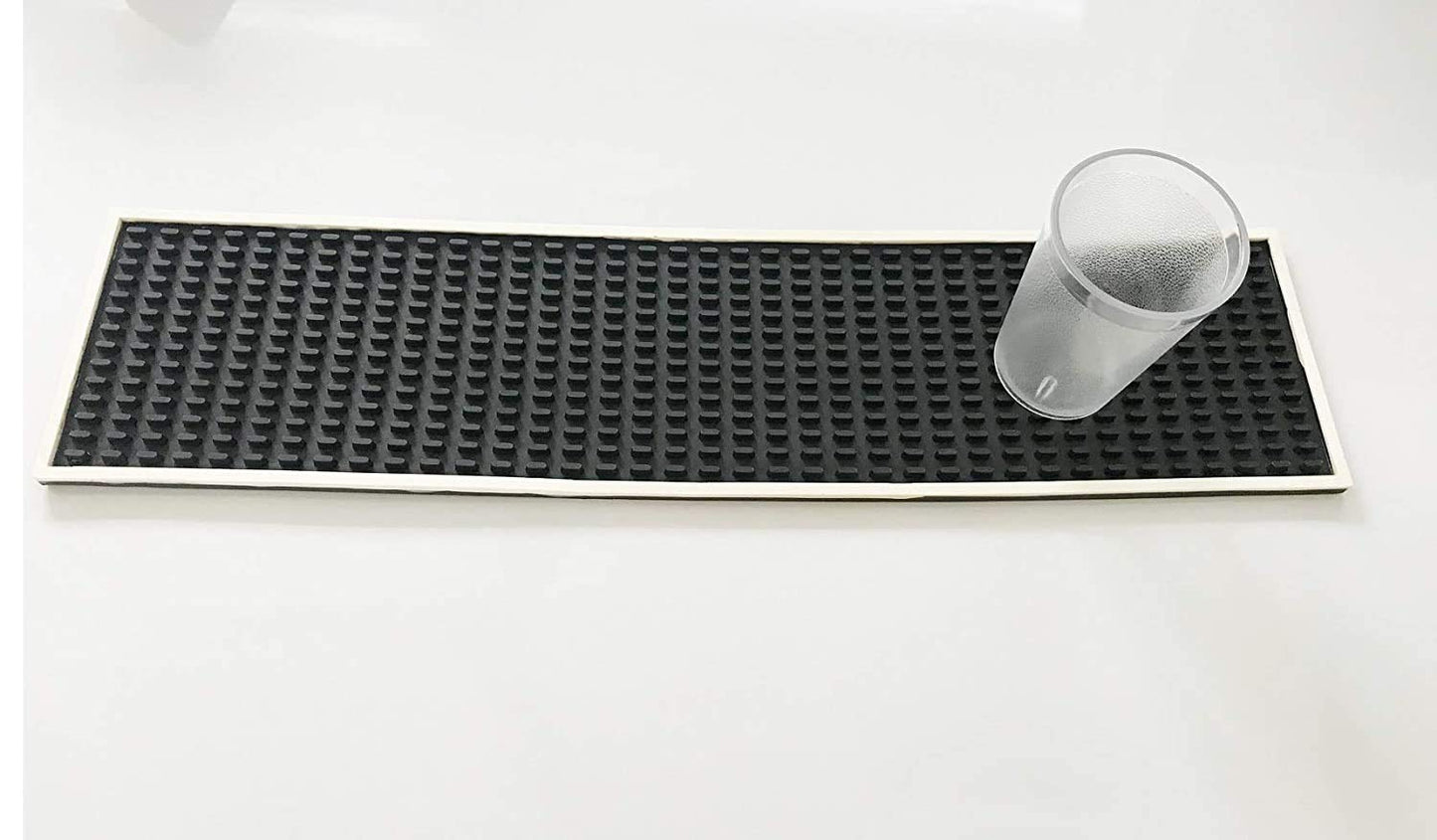 Rudra Exports Non-Slip Drink Cocktail Mixing Service PVC Rubber Drip Spill Bar mat & Runners | Professional Bartender's Essential for Industrial and Home Kitchen Counters |Plain Black Mat Size:21*5 inch(1 Pc)