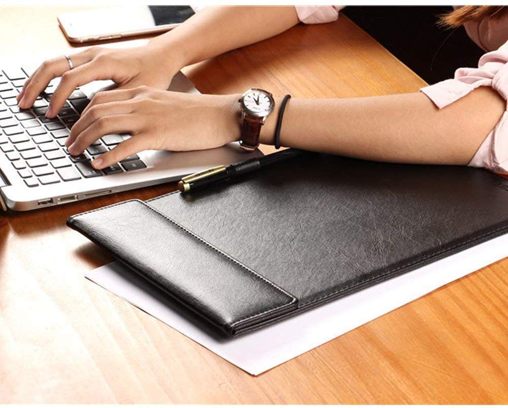Rudra Exports Ultra Smooth PU Leather Clipboard Business Meeting Magnetic Writing Pad with Pen Holder (Black)