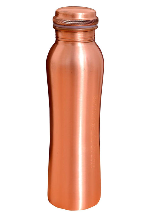 Rudra Exports Curve Design Copper Water Bottle 1 Litre Matt Finish Copper Water Bottle 1000 ml