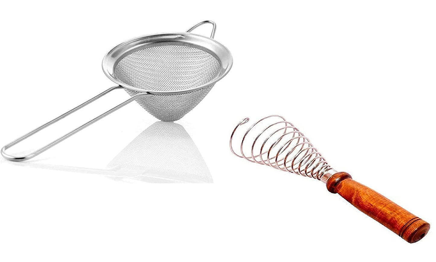 Rudra Exports Stainless Steel Egg Beater and Stainless Steel Fine Mesh Strainer