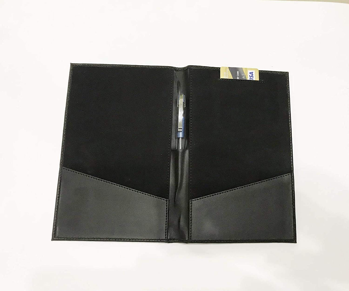 Rudra Exports Bill Folder for Hotel and Restaurant, Guest Check Presenter with Credit Card and Receipt Pocket Black Leather Colour : Set of 6 Pieces