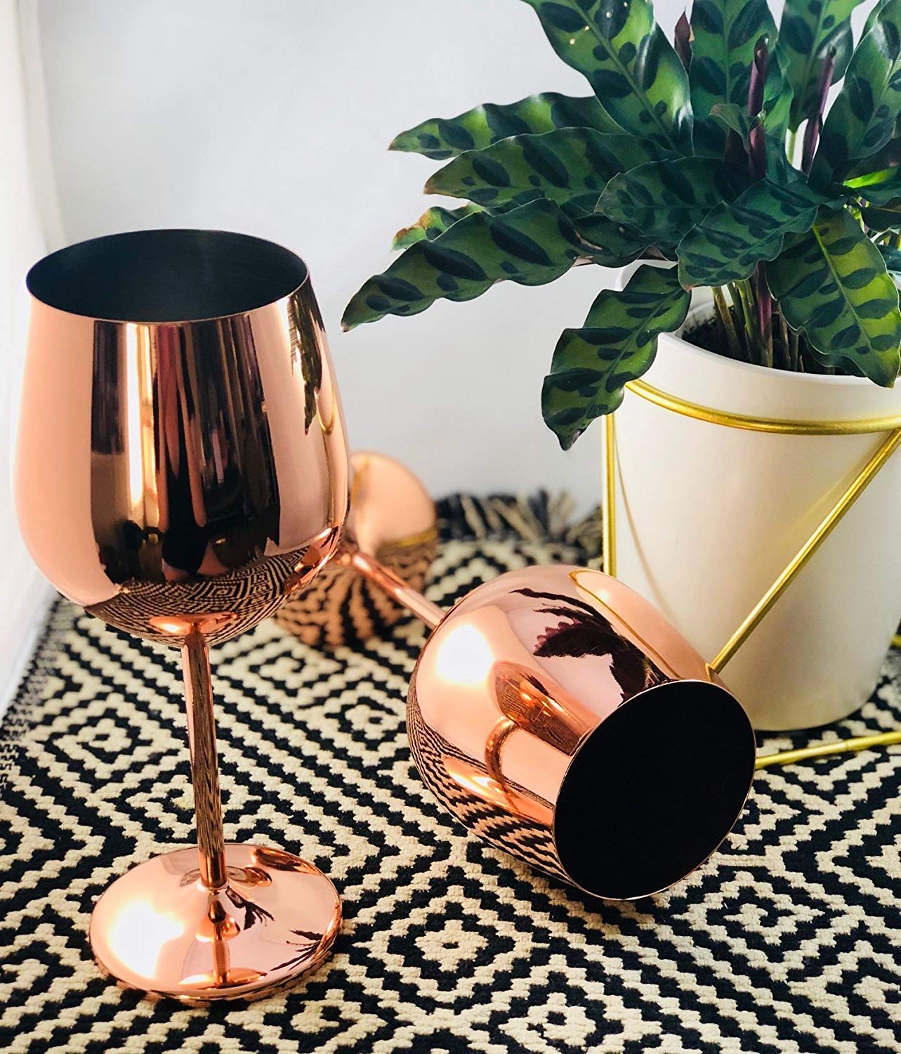 Pure Copper Wine Glass, Set of 2, Shatter Proof Glasses, Unbreakable Wine  Glass Goblets, Premium Gift for Men Women, Rose Gold Birthday Gift 