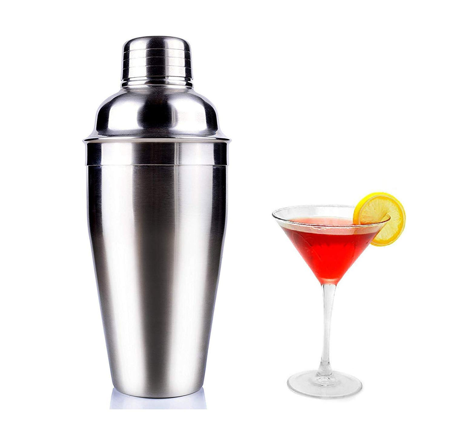 Rudra Exports Cocktail Mocktail Mojito Margarita Shaker Muddler Jigger Measuring Double Glass Accessories Set (Stainless Steel)