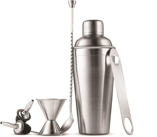 Rudra Exports Cocktail Shaker Set,Stainless Steel Bartender Kit,Bartending Set with 500 ml Martini Shaker for Home Bar: 6 Pcs