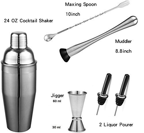 Rudra Exports Cocktail Shaker Bar Set, Professional Bar Tools: 8 Pcs Set