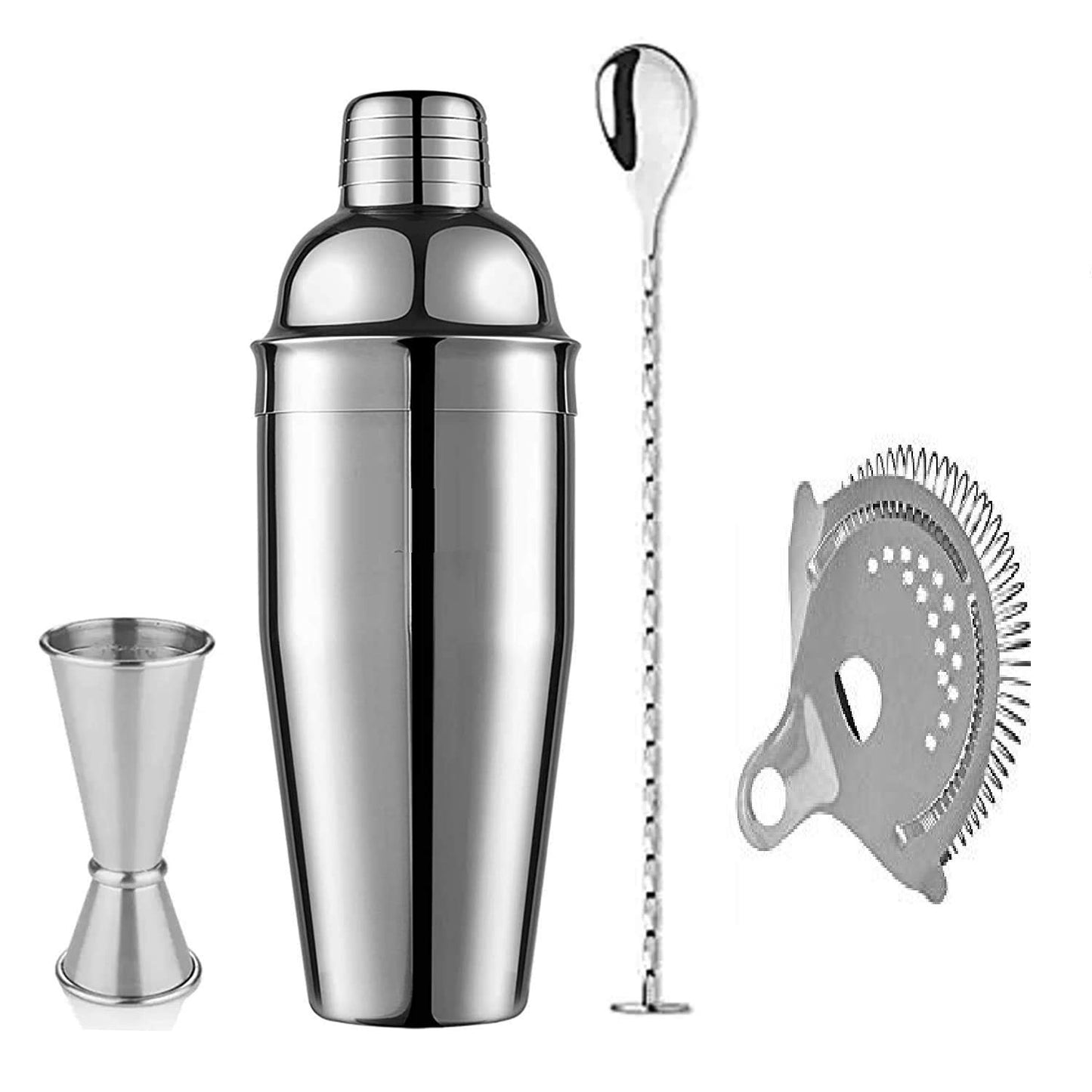 True 4 Piece Black Stainless Steel Barware Set - Cocktail Shaker &  Accessories