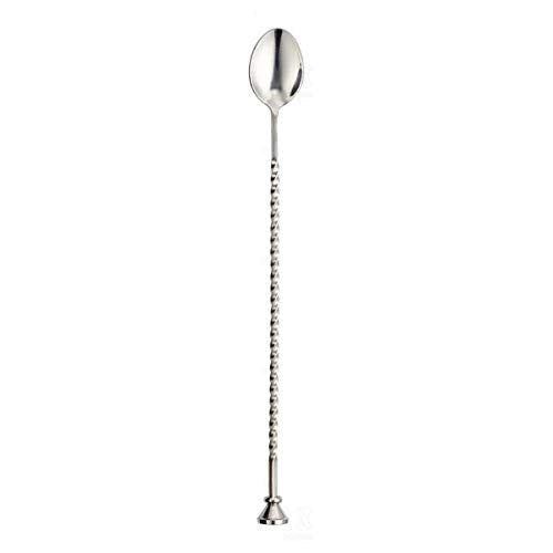 Rudra Exports Premium Bar Stirrer Spoon Twisted with Muddler top Long Spoon Cocktail Mixing Spoon Long Handle Stirring Spoon Stainless Steel Cocktail Spoon Bar Cocktail Shaker Spoon 11" Length : 1 Pc.