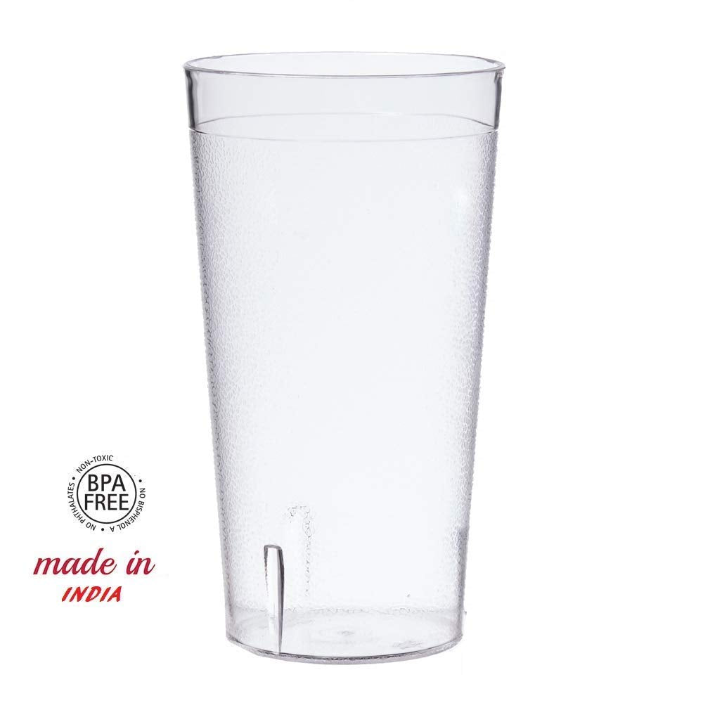 Rudra Exports Restaurant Tumbler Beverage Cup, Stackable Cups, Unbreakable Glass Pebbled Texture: 300 ml - Set of 12