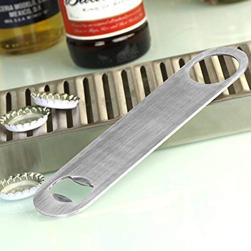 Rudra Exports Stainless Steel Flat Bottle Opener, Beer Bottle Opener for Kitchen, Bar or Restaurant with Free Spinner Rings: Set of 6 Pcs