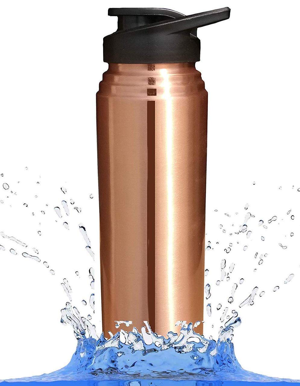 Rudra Exports Copper Water Bottle, 1L, Brown