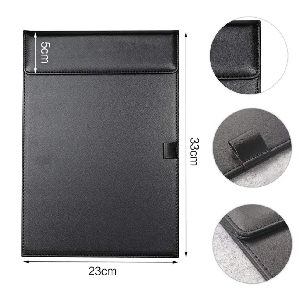 Rudra Exports Silk Soft Premium Leather Clipboard Document Holder, Business Meeting Magnetic Writing Pad with Pen Holder, Drawing Board, Conference Pad, PU Letter/A4 Size (Black): 2 Pcs Set