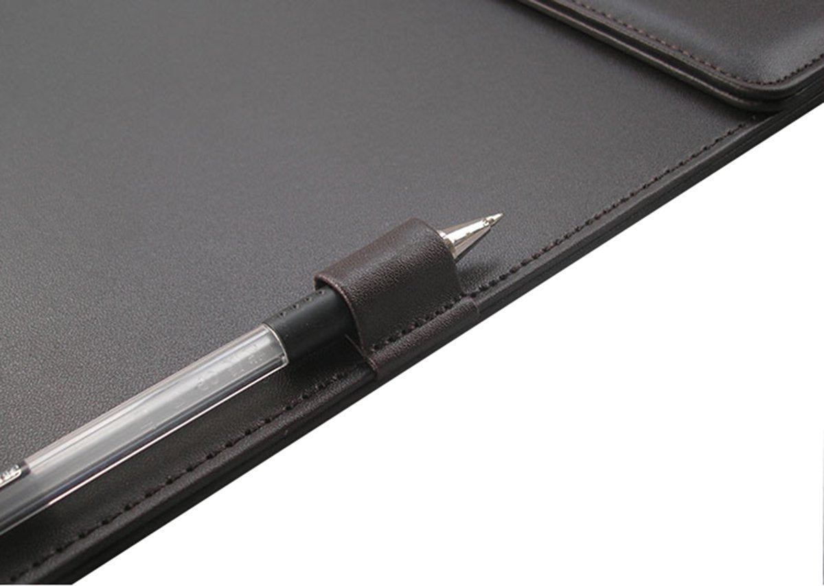 Rudra Exports Silk Soft Premium Leather Clipboard Document Holder, Business Meeting Magnetic Writing Pad with Pen Holder, Drawing Board, Conference Pad, PU Letter/A4 Size (Black): 2 Pcs Set