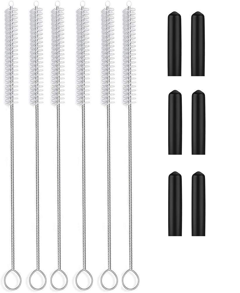 Rudra Exports Pourer Cleaning Brush and PVC Black Cap : 12 Pcs Set