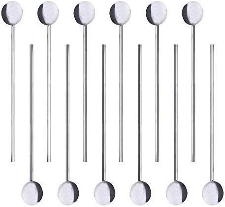 Rudra Exports Stainless Steel Straw Cum Spoon, Reusable Stainless Steel Drinking Straws with Cleaning Brush- 12 Pcs Pack