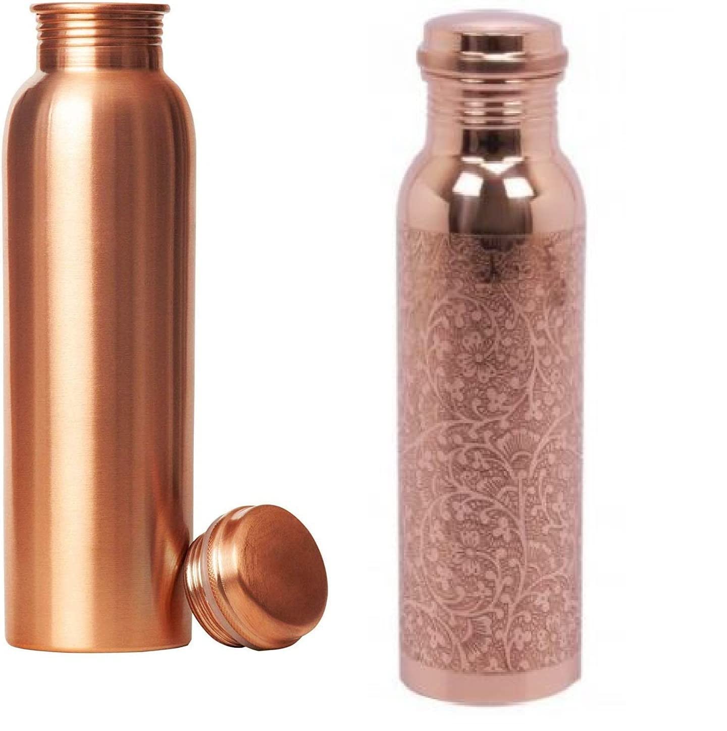 Rudra Exports Pure Copper Water Bottle 1000 ML for Yoga, Sports, Gym, Office and School (Set of 2)